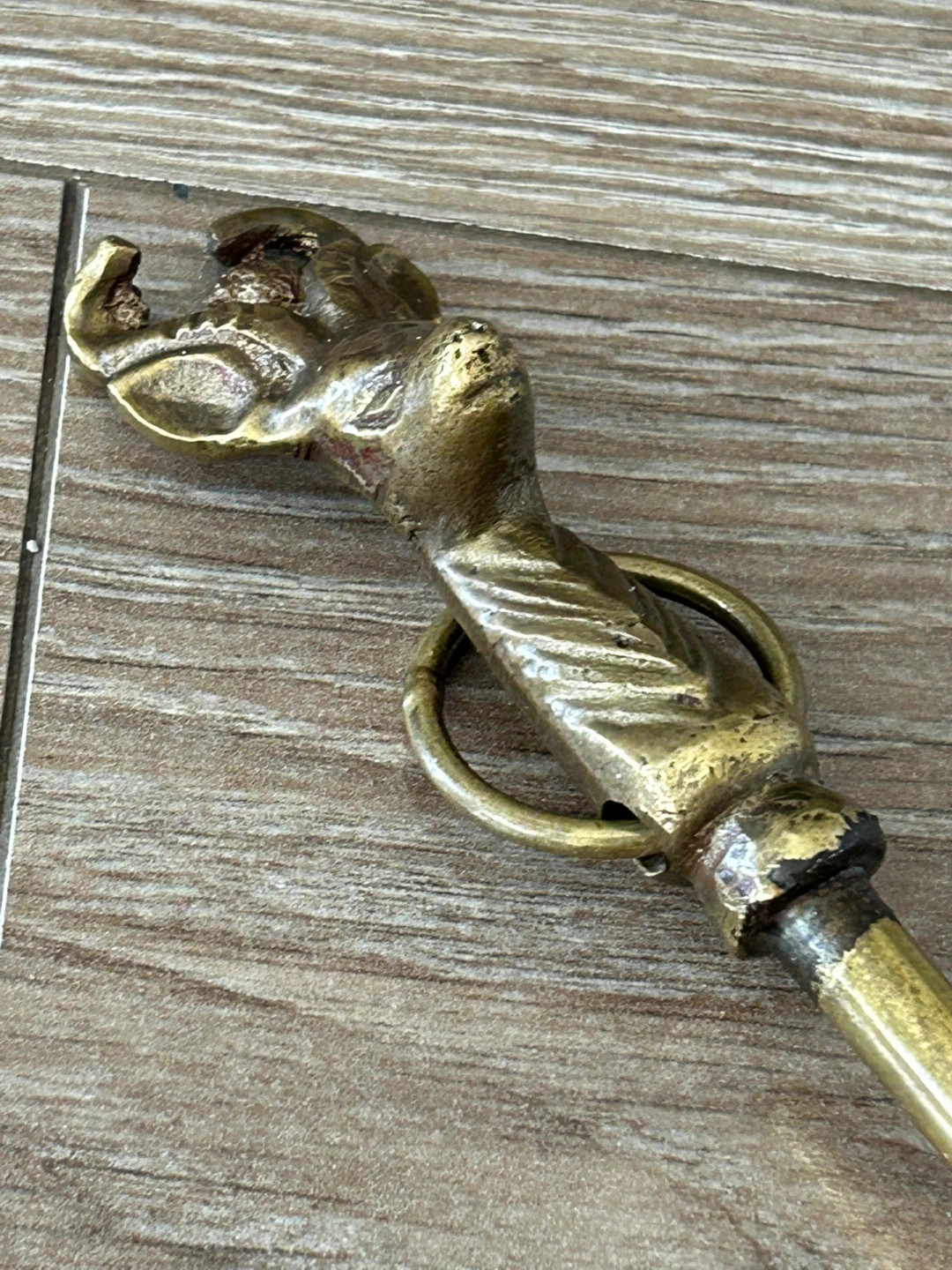 Vintage 18” Long Brass Shoe Horn - Antelope Gazelle Head Handle - photo 4
