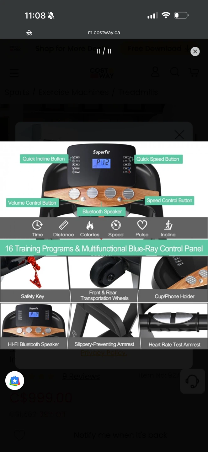 SuperFit Electric Folding Treadmill with 16 Training Programs - photo 2