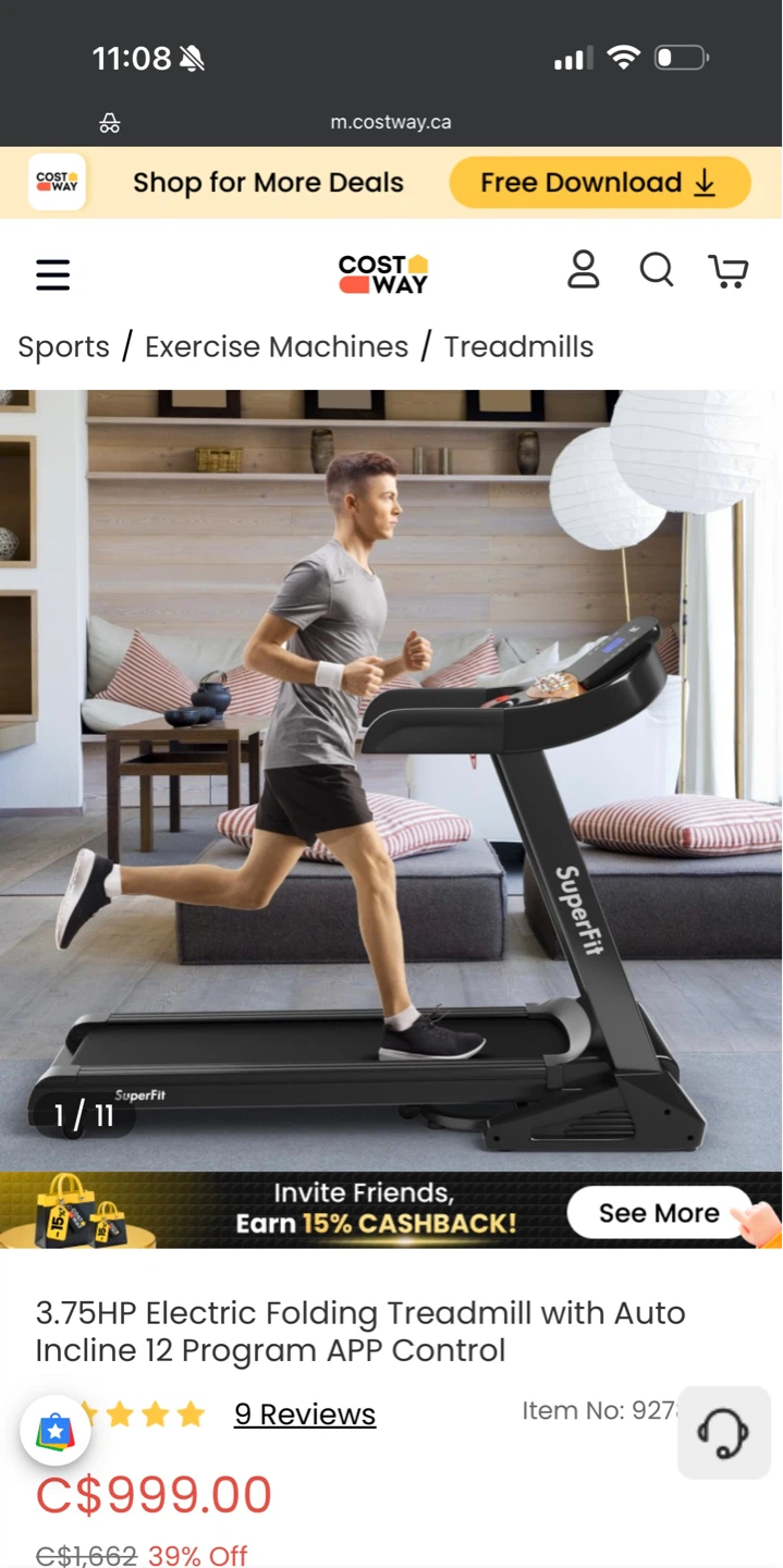 SuperFit Electric Folding Treadmill with 16 Training Programs