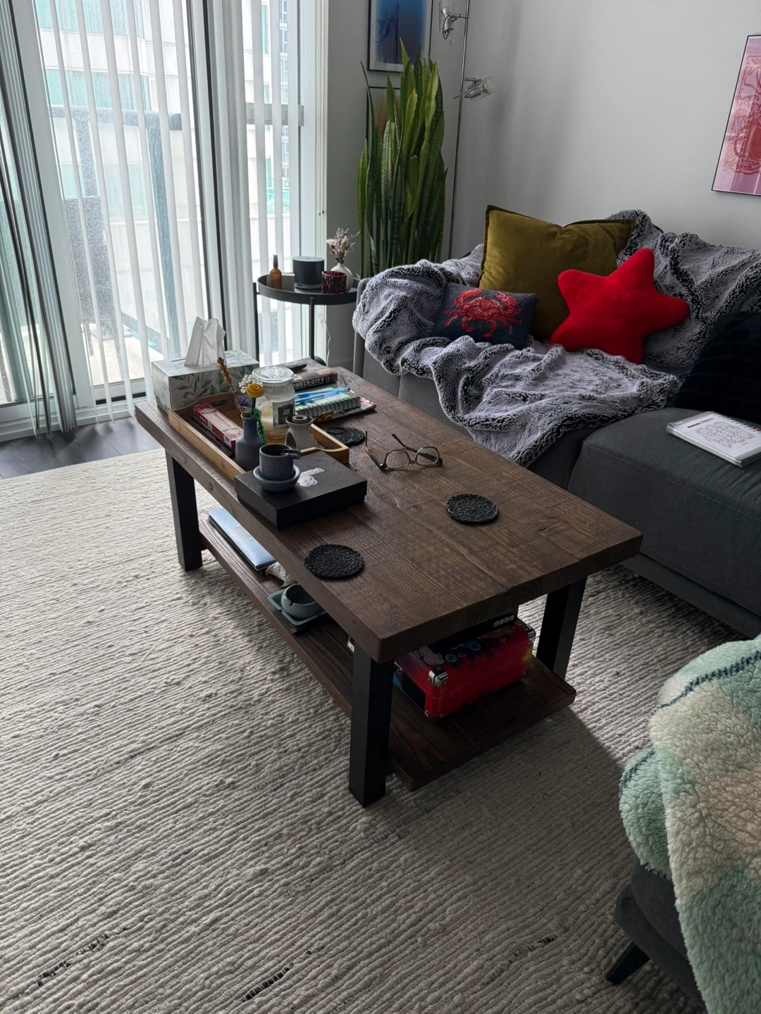 Wooden Coffee Table with Two Shelves - photo 3