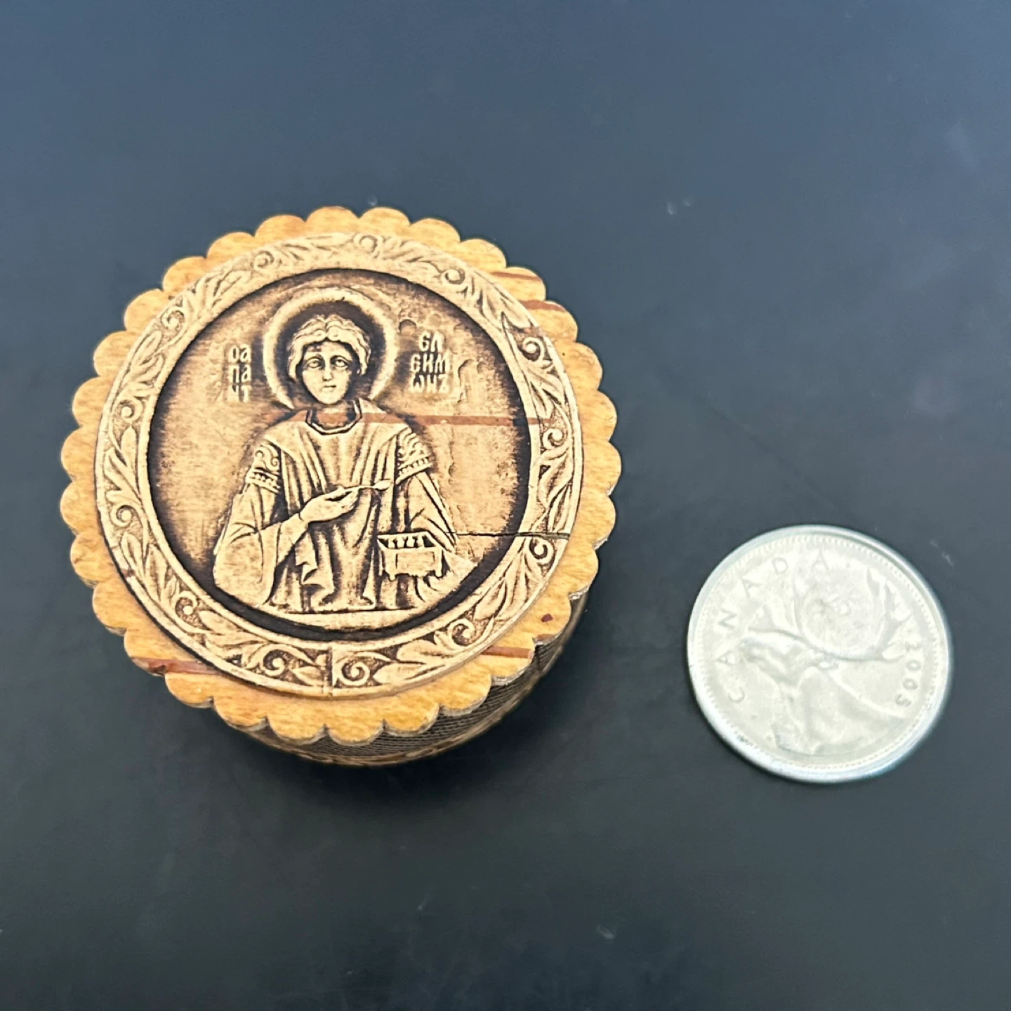 Vintage Carved Birch Bark Box - St. Panteleimon - photo 2