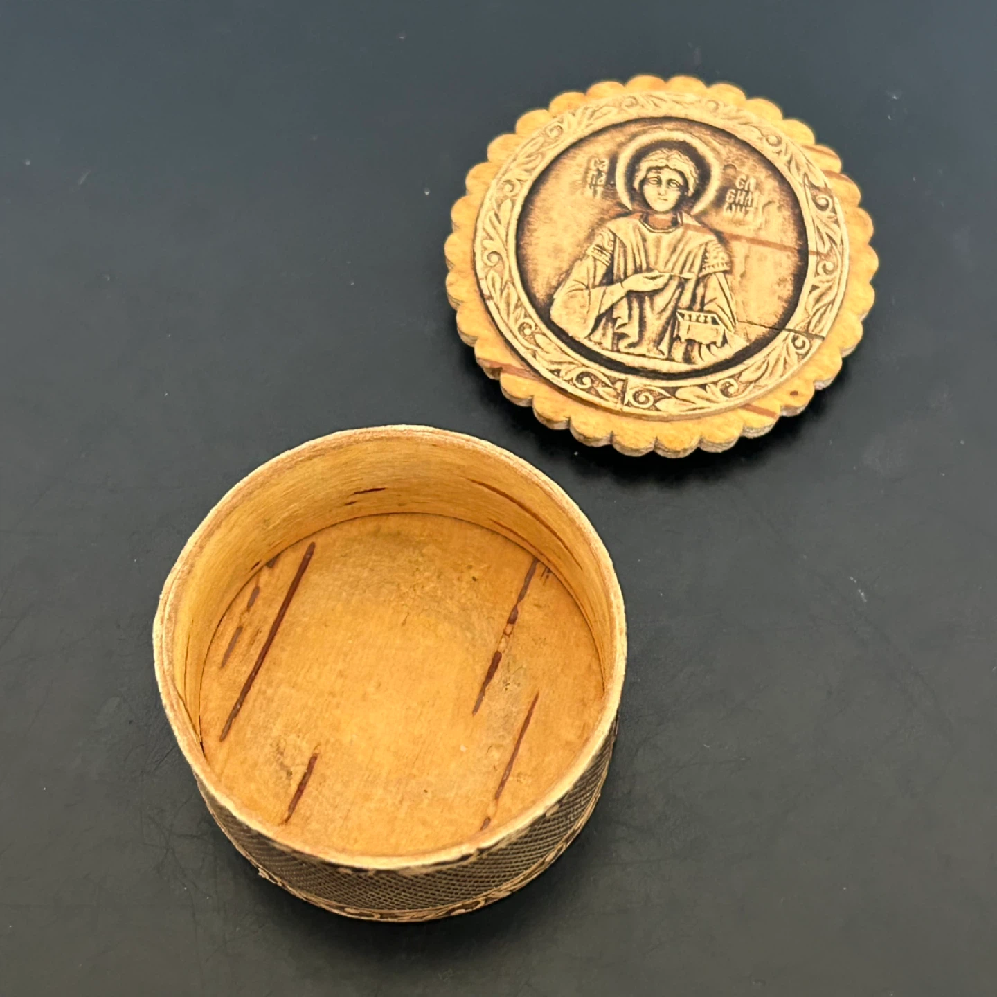 Vintage Carved Birch Bark Box - St. Panteleimon - photo 4