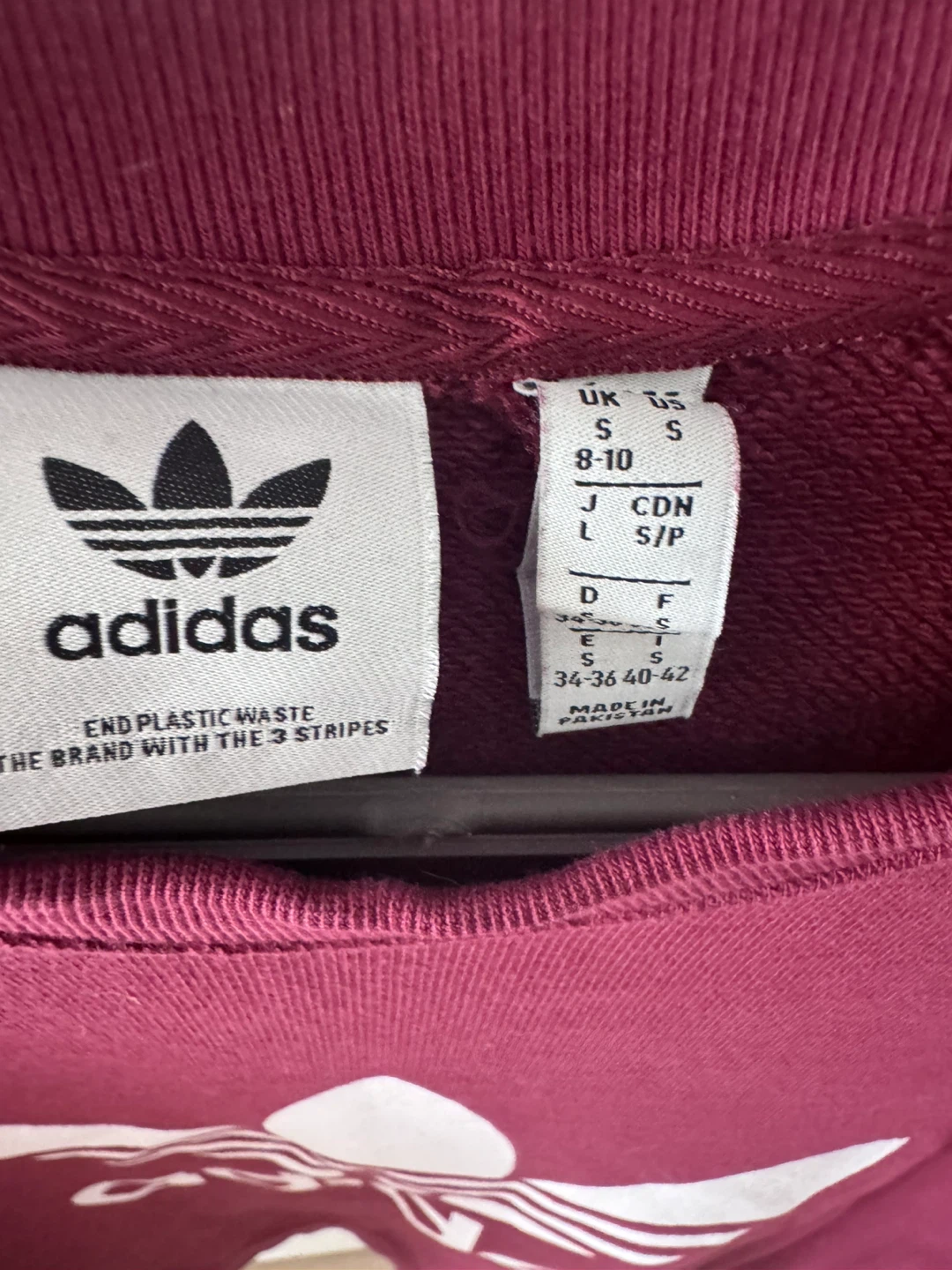 Adidas Trefoil Crewneck Sweatshirt - Burgundy - Size S - photo 3