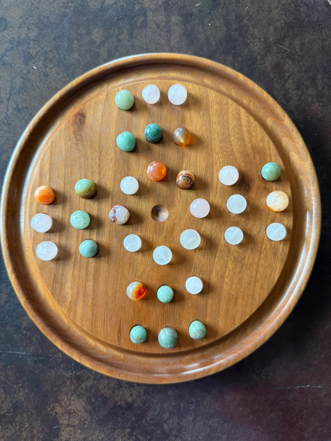 Brazilian Wooden/Stone Solitaire Board Game - photo 2