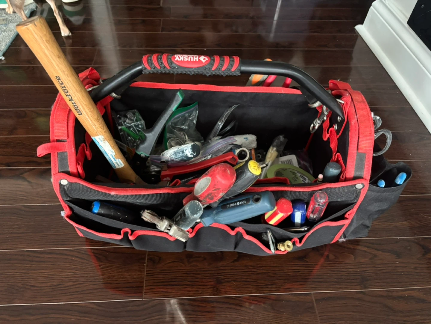 Husky Toolbox with Assorted Tools and Hardware