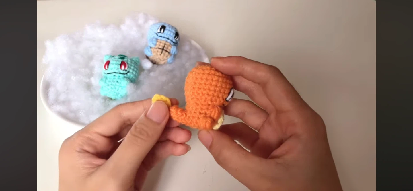 Crocheted Pokémon Charmander, Squirtle, and Bulbasaur Figurines - photo 2