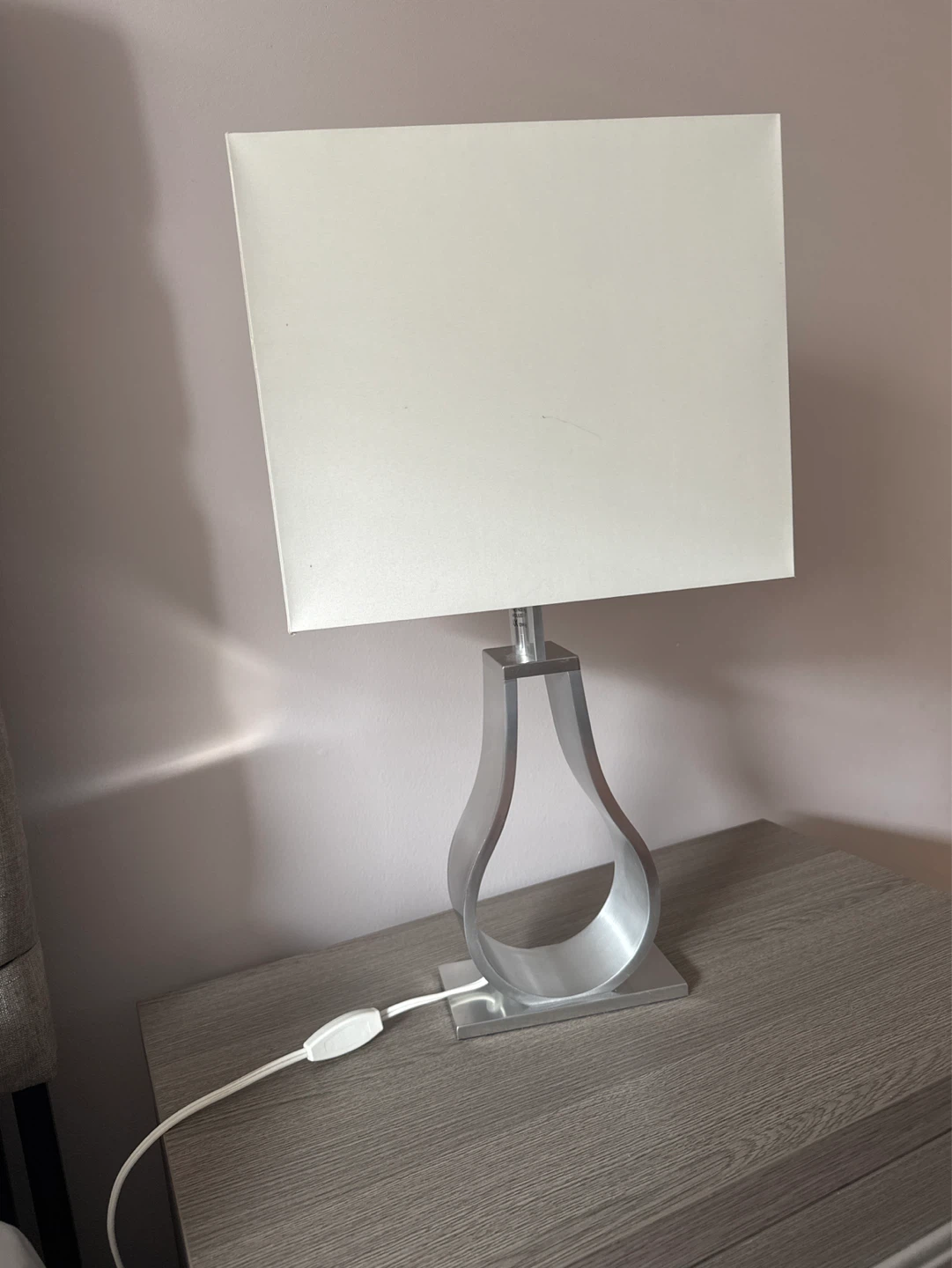 2 - Modern Silver Table Lamp with White Shade