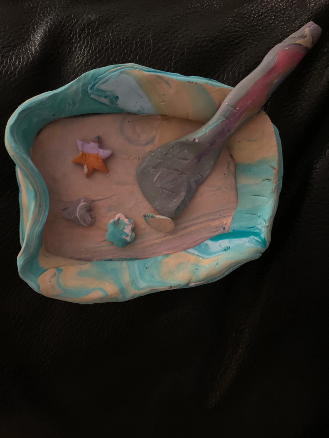 Handmade clay ashtray lucky charm cereal bowl