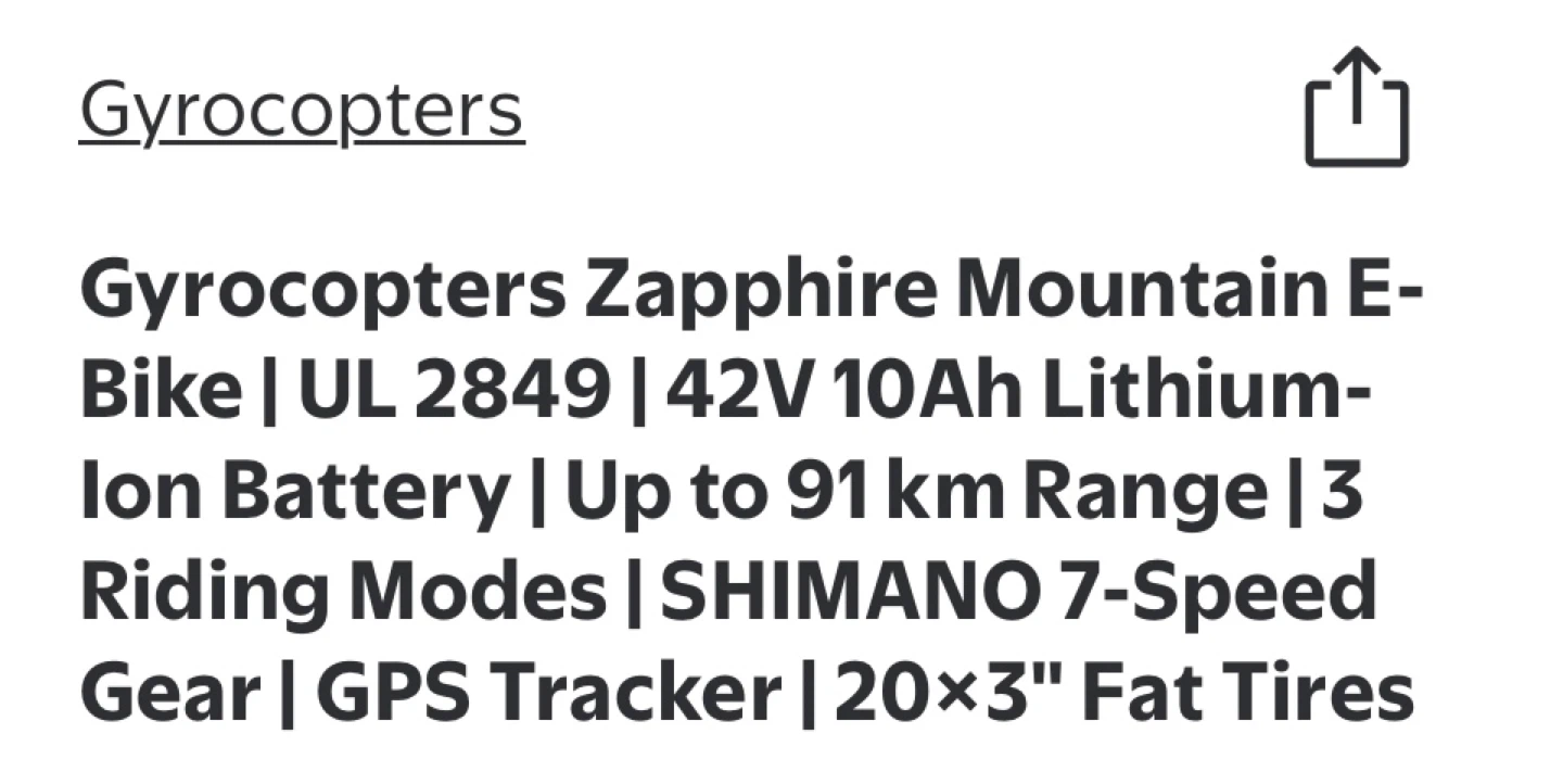 Gyrocopters Zapphire Electric Mountain Bike - photo 2