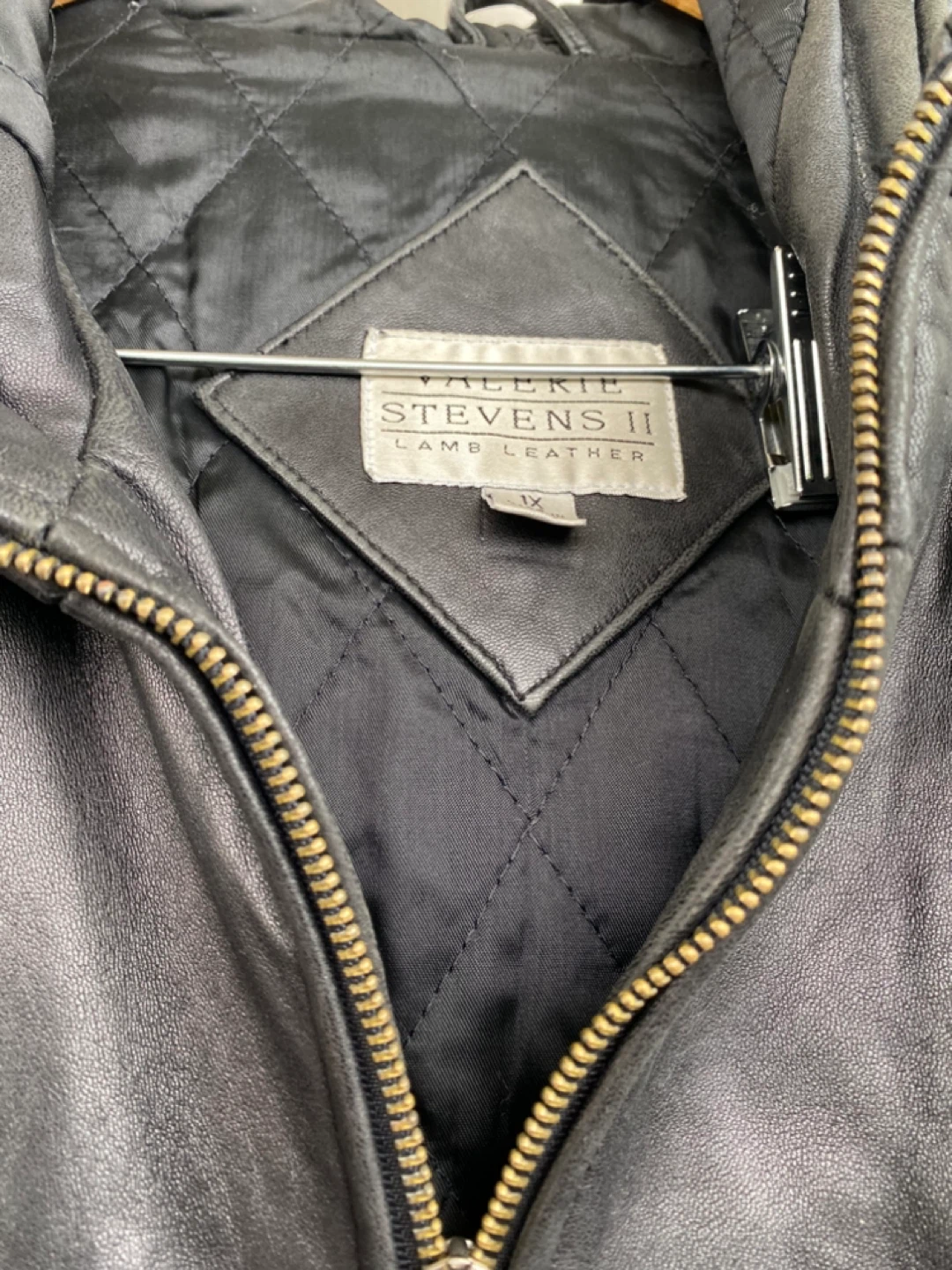 Valerie Stevens II Black Lamb Leather Hooded Jacket - Size 1X - photo 2