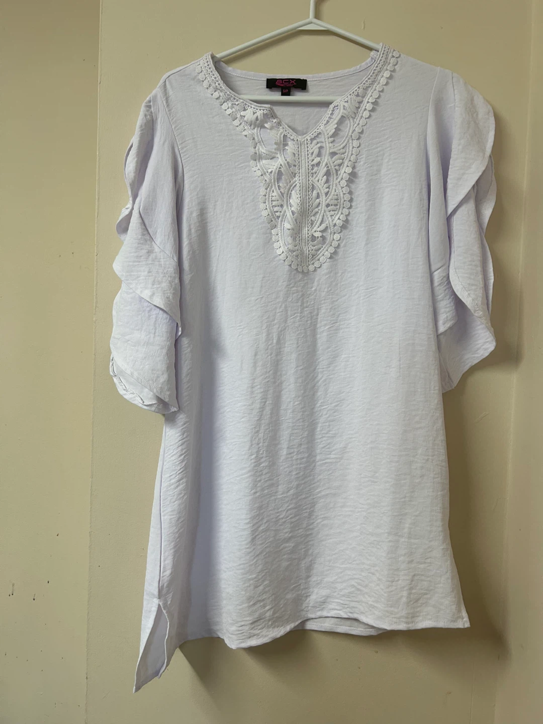 White Lace Trim Tunic Top - photo 3