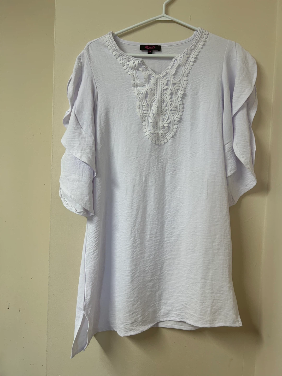 White Lace Trim Tunic Top - photo 2