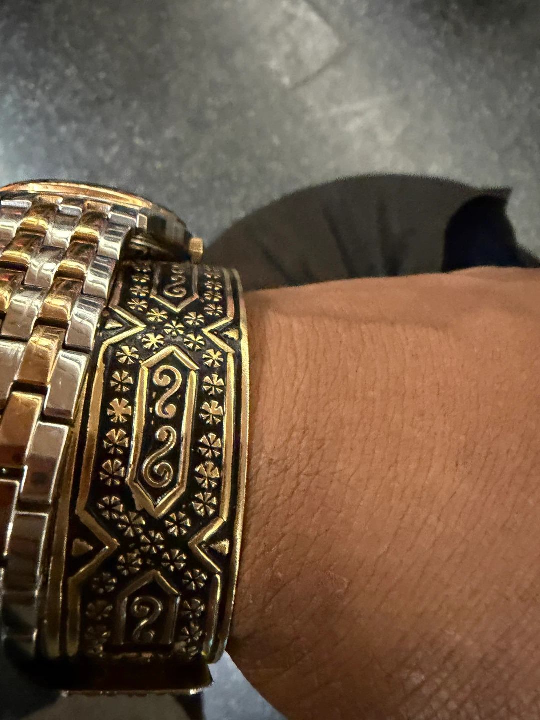 Ornate Gold Tone Cuff Bracelet - photo 2