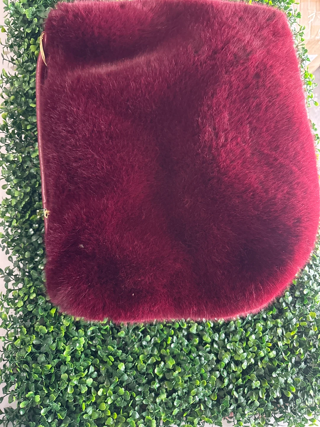 Burgundy Faux Fur Shoulder Bag - photo 2