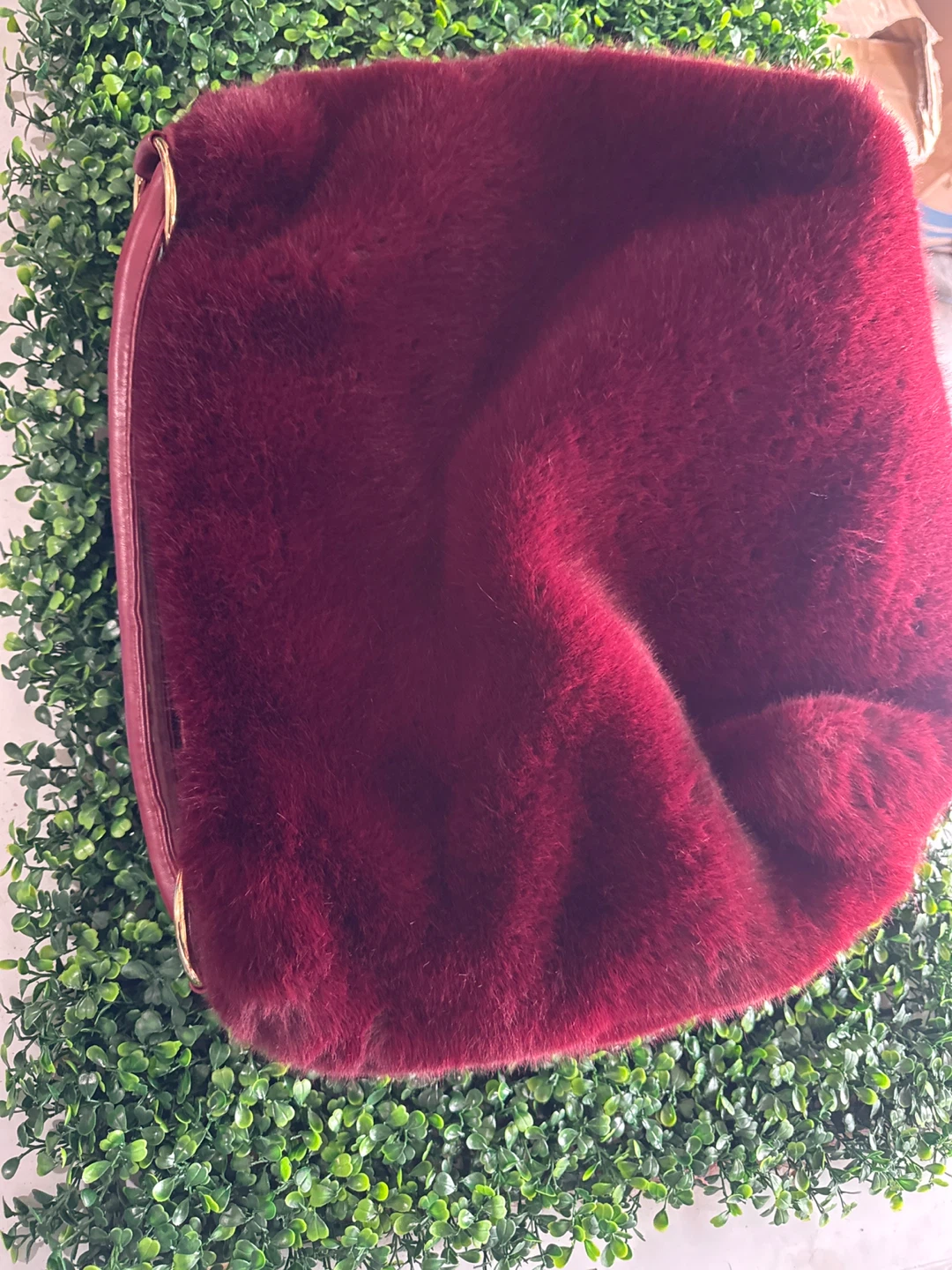 Burgundy Faux Fur Shoulder Bag - photo 3