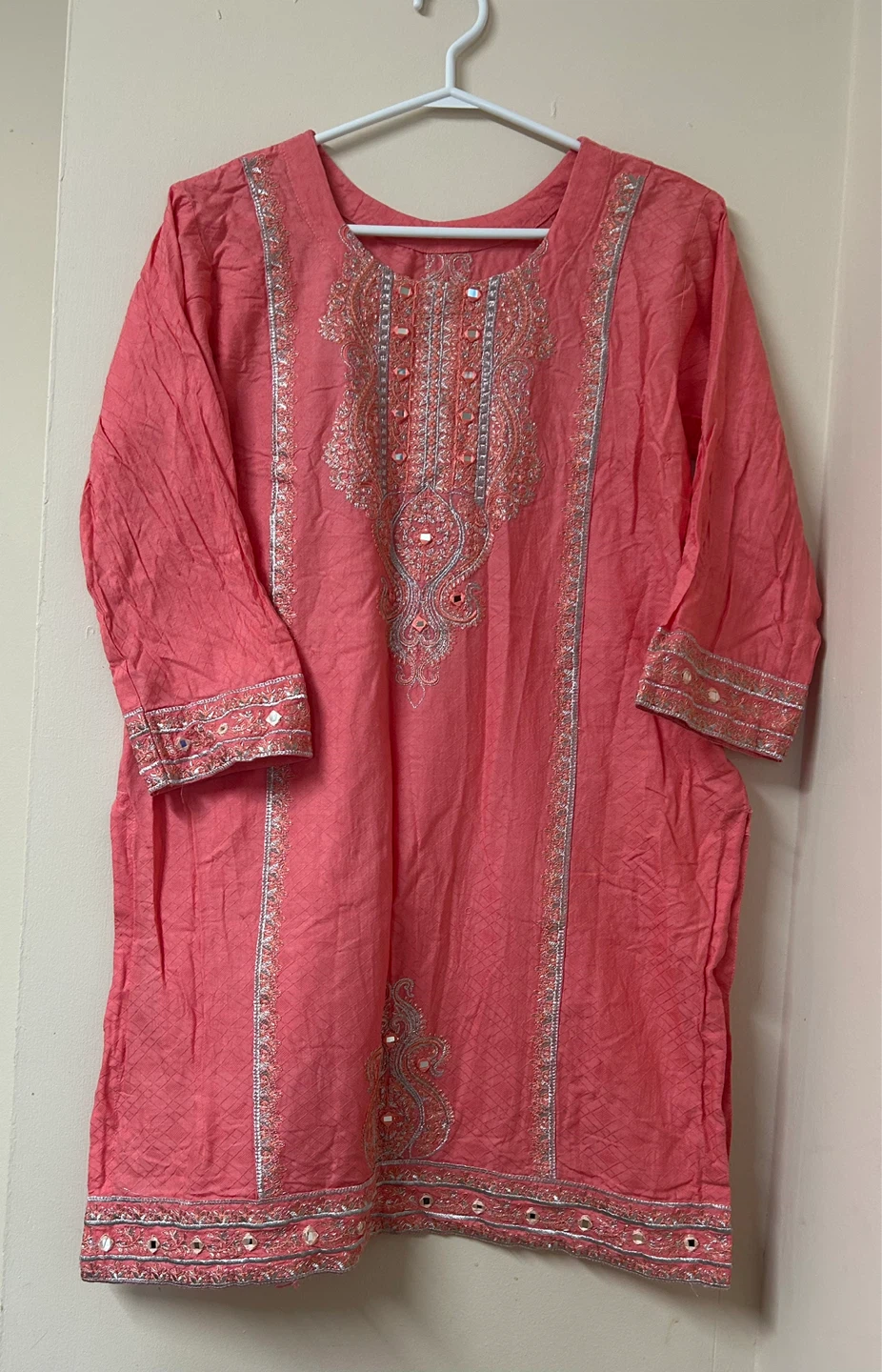 Pink Kurti with Embroidery