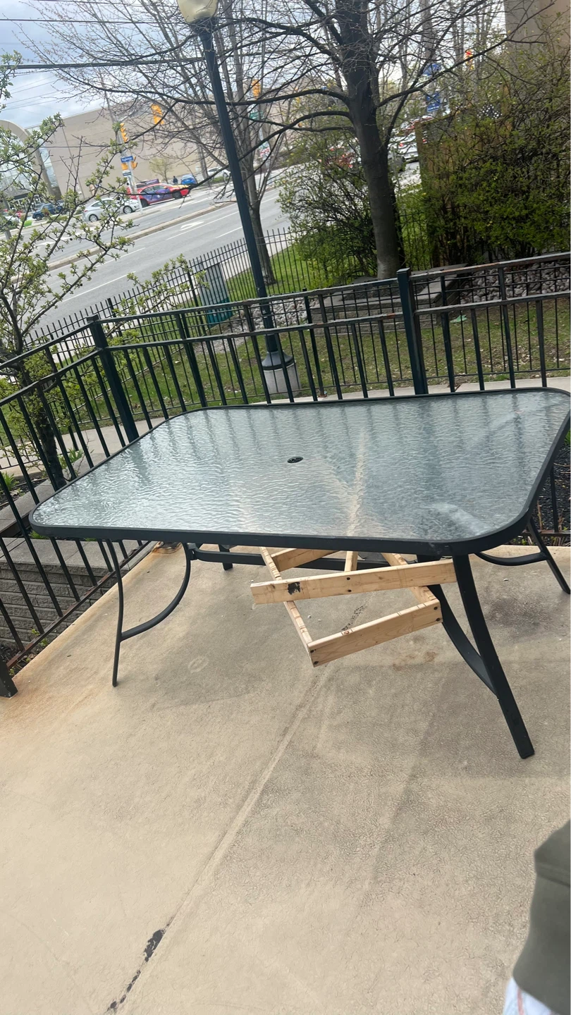Rectangular Glass Patio Dining Table