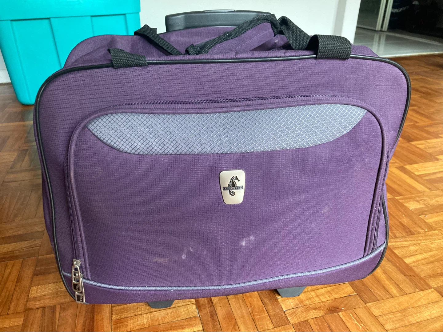 Purple 2 wheel carry on suitcase / luggage
