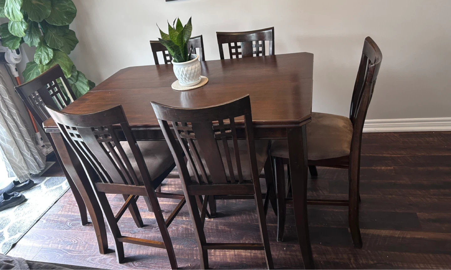 Dark Wood Dining Table with 8 Chairs - photo 4