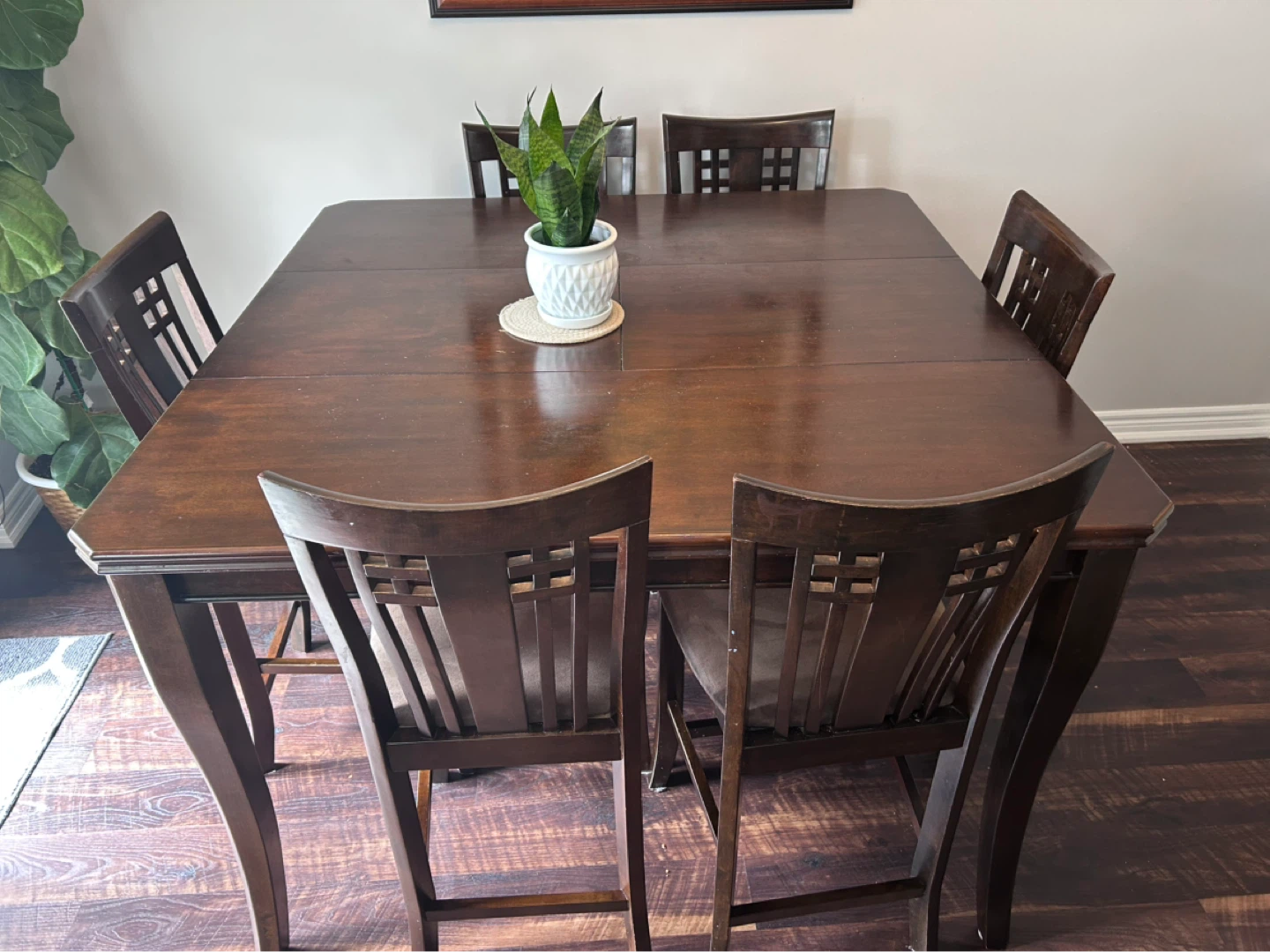 Dark Wood Dining Table with 8 Chairs - photo 3