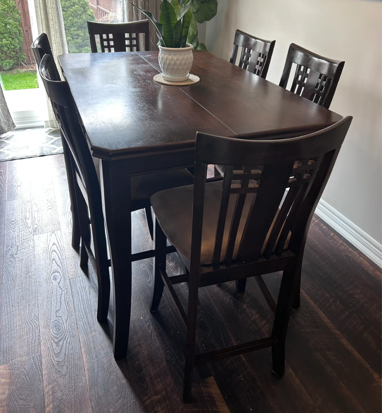 Dark Wood Dining Table with 8 Chairs - photo 2