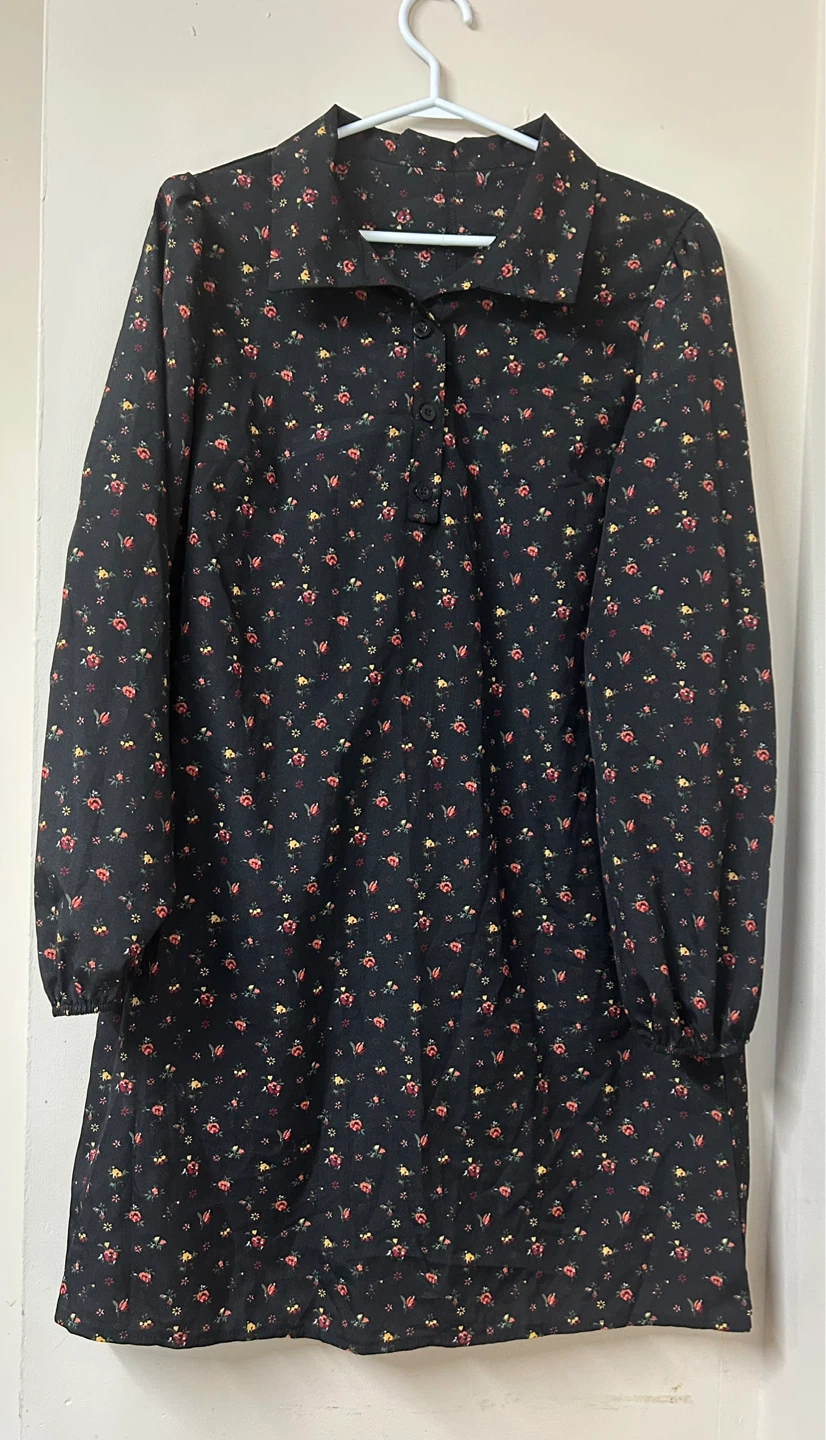 Floral long-sleeve shift dress - photo 2