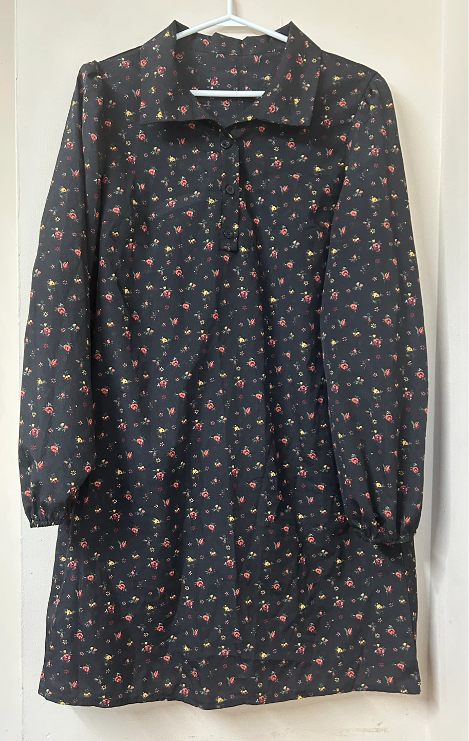 Floral long-sleeve shift dress