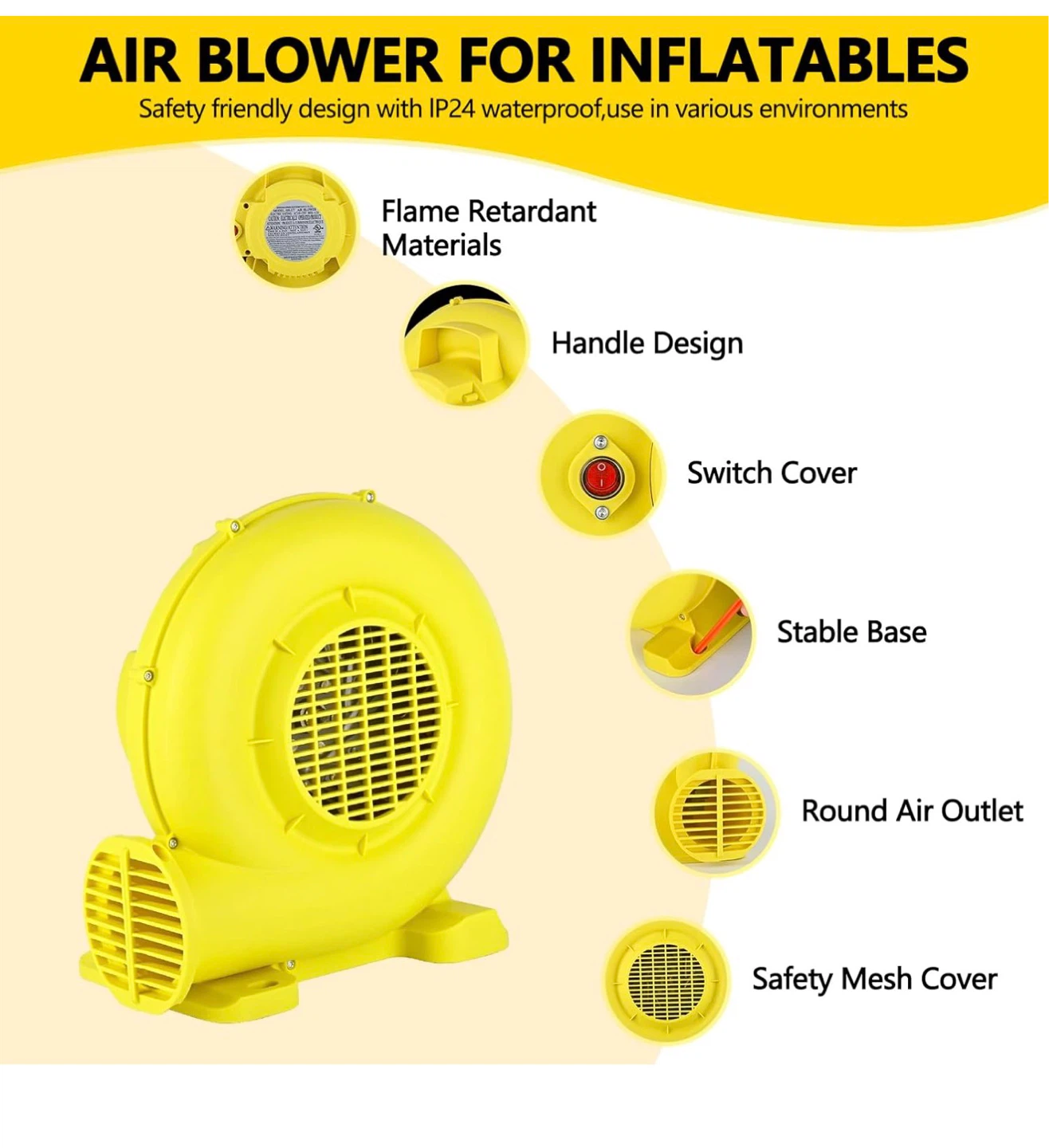 750W Inflatable Bounce House Air Blower Fan Pump B75 - photo 5
