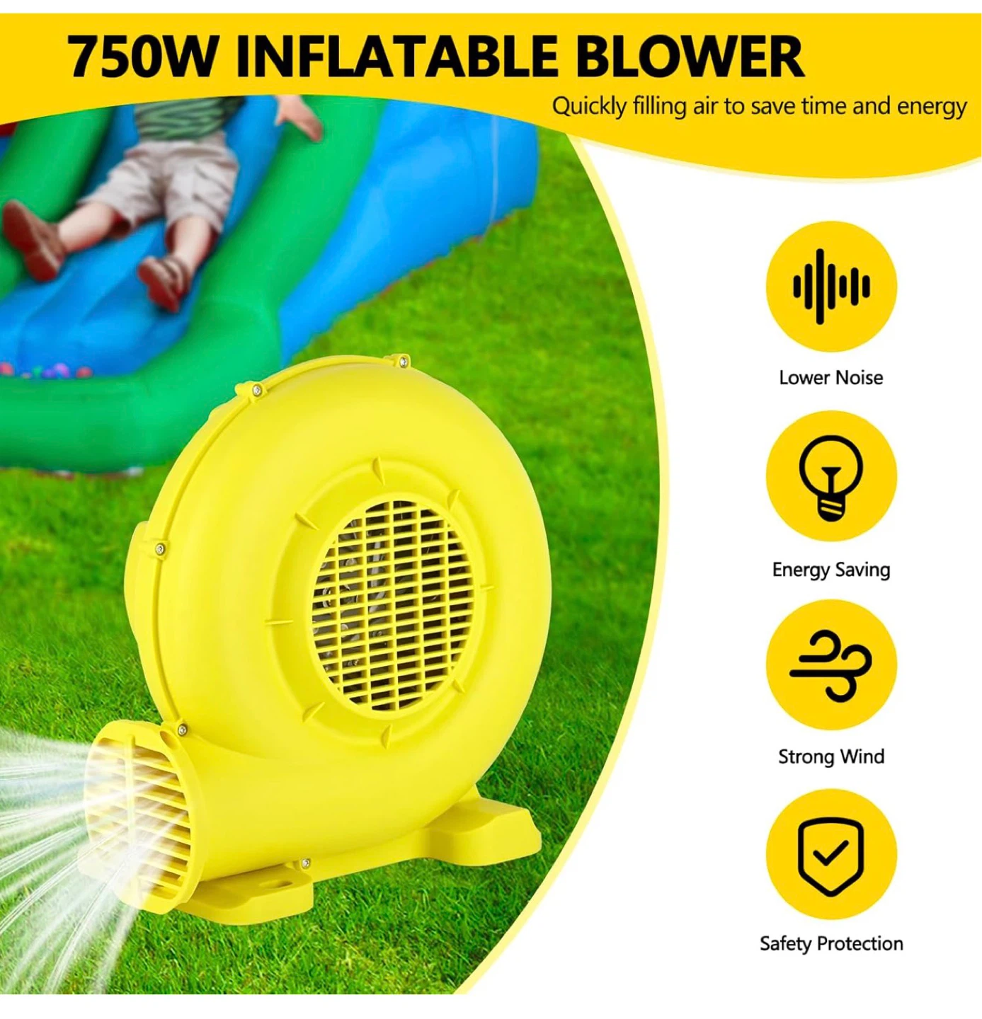 750W Inflatable Bounce House Air Blower Fan Pump B75 - photo 4