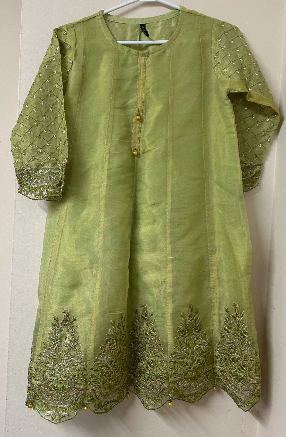 Lime Green Embroidered Kurti