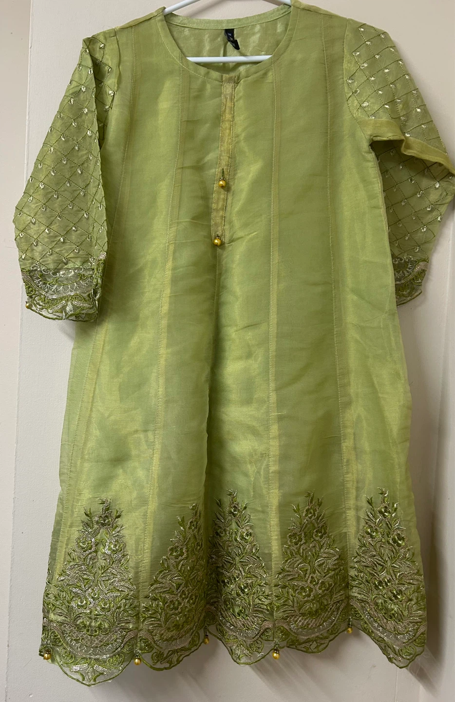 Lime Green Embroidered Kurti - photo 2