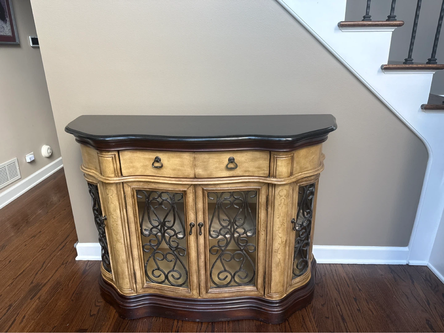 Ornate Console Table with Decorative Doors