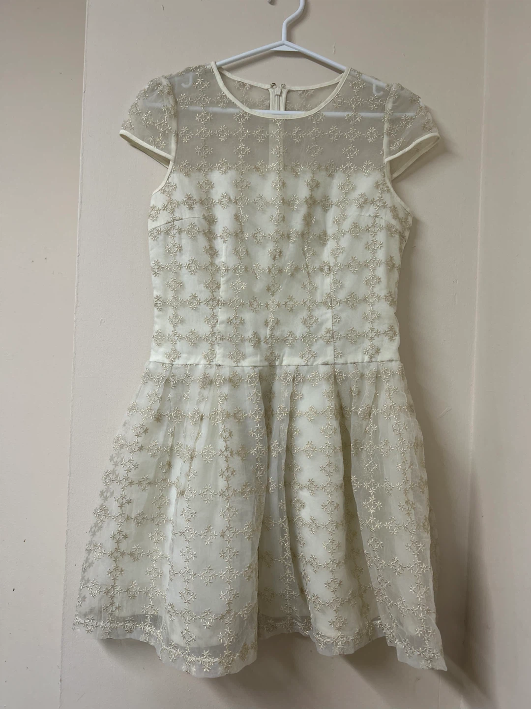 White Floral Embroidered Dress