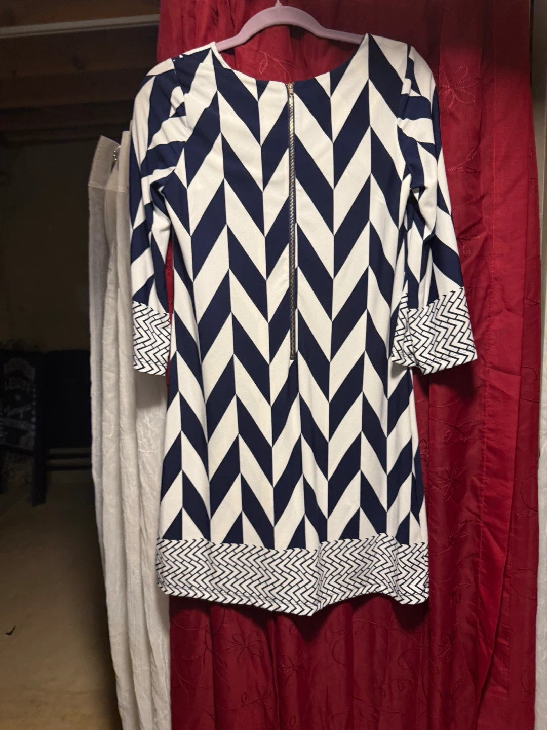 Haani Women's Navy & White Chevron Sheath Dress Size S - photo 5