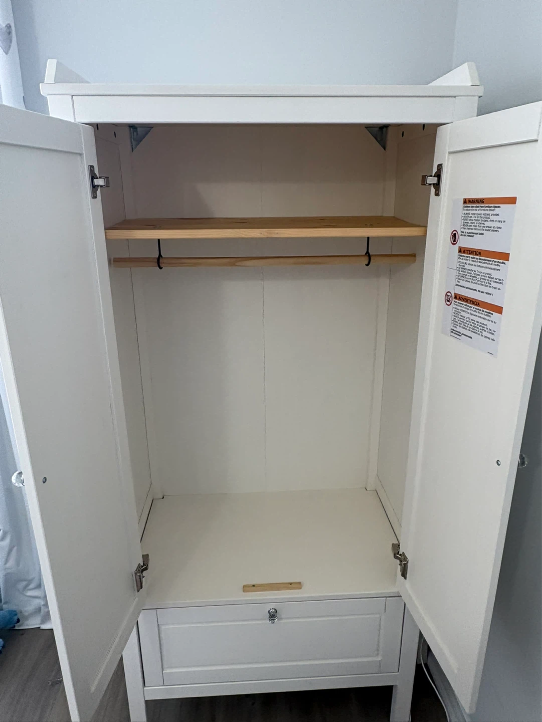 Kids White Wardrobe with Drawer - photo 2