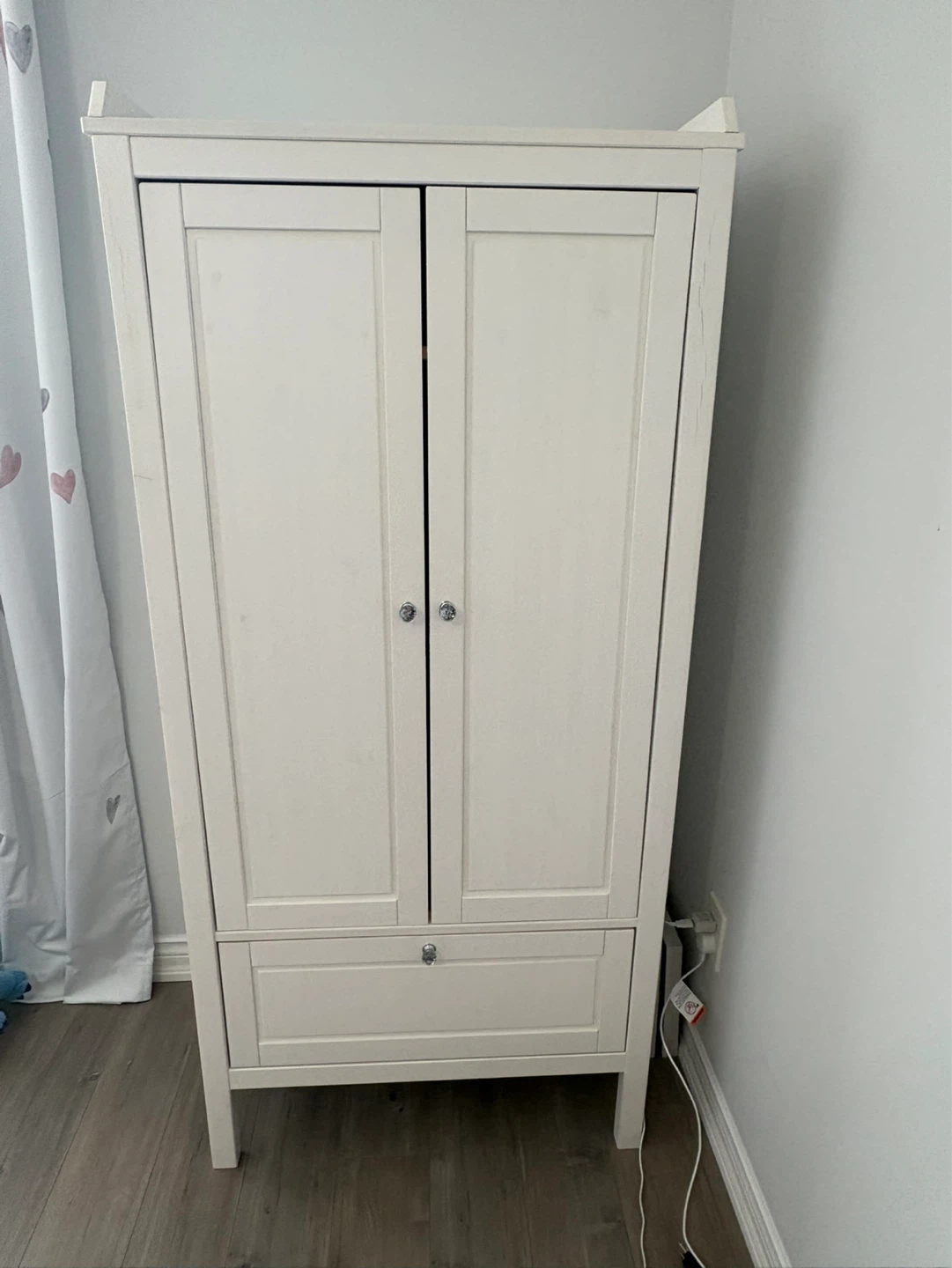 Kids White Wardrobe with Drawer