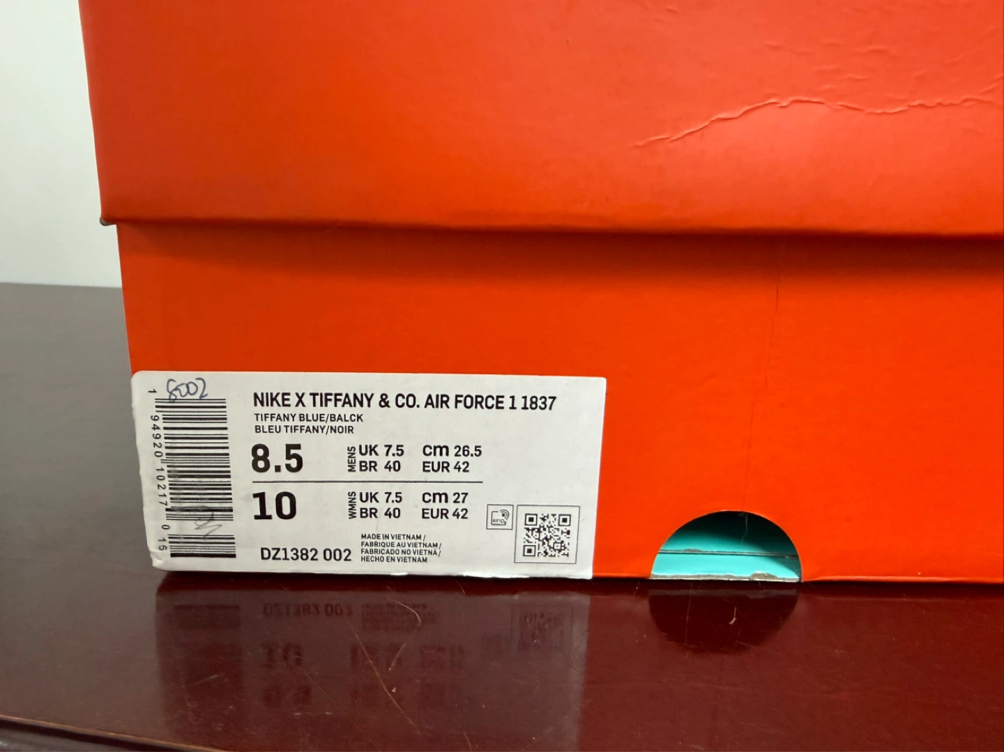 Nike x Tiffany & Co. Air Force 1 ‘1837’ – Size 8.5 (W10) - photo 2