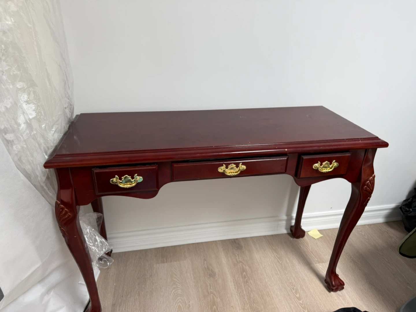 Dark Wood Desk with 3 Drawers