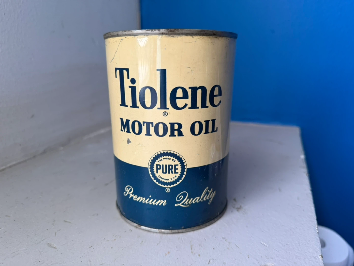 Vintage Tiolene Motor Oil Can - One U.S. Liquid Quart