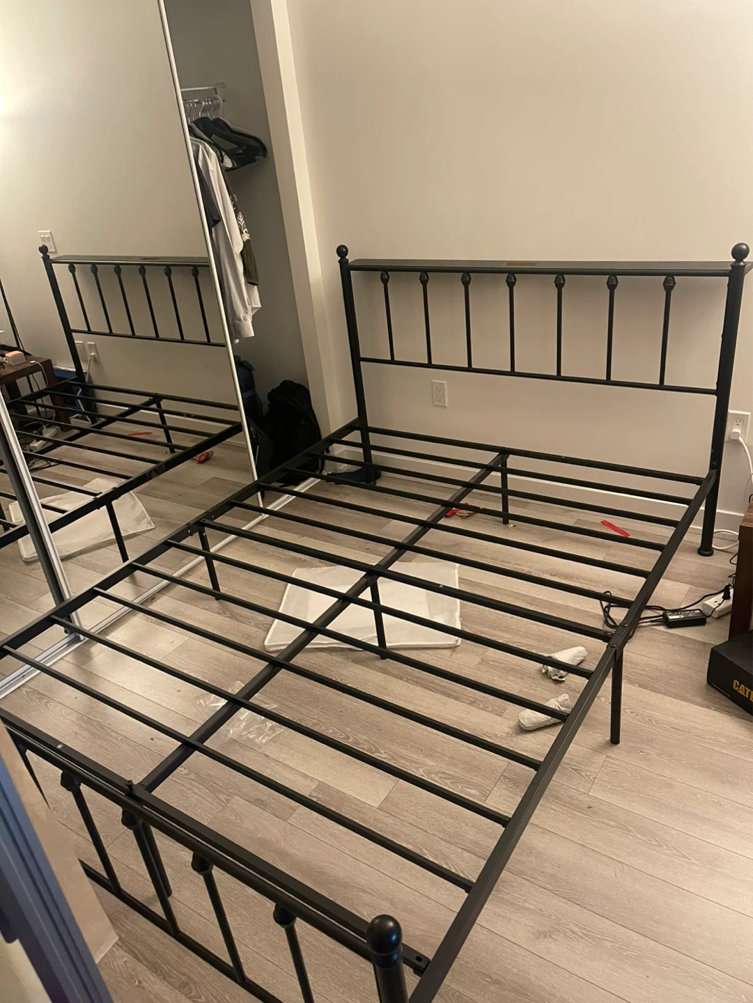 Black Metal Queen Bed Frame with Headboard