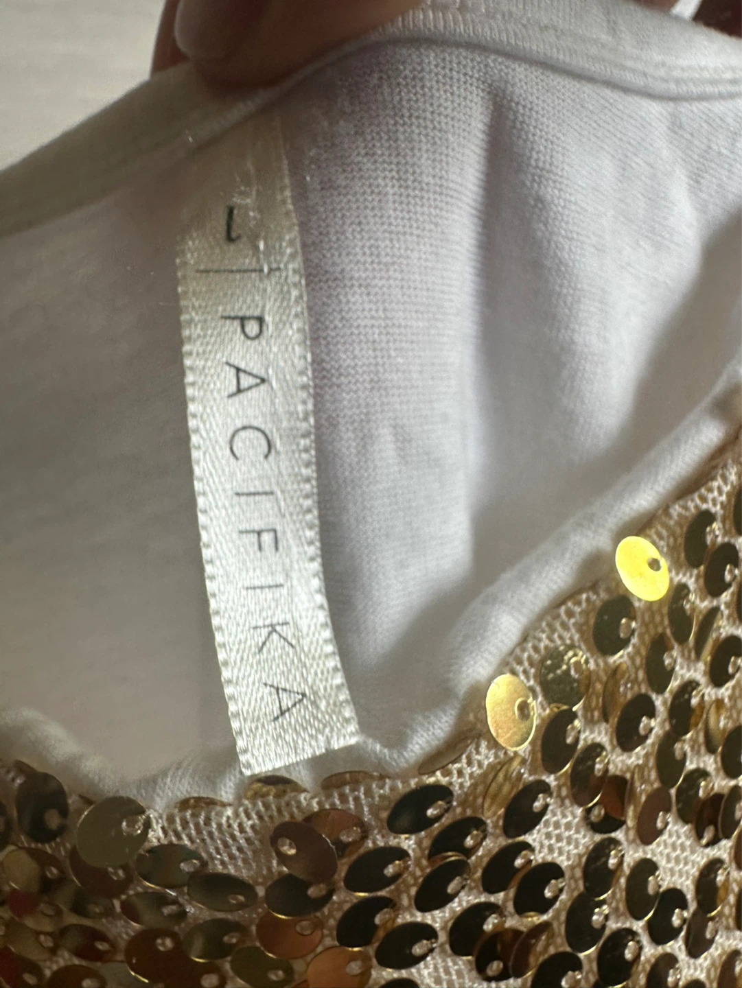 PACIFIKA Gold Sequin Tank Top - Size L - photo 2