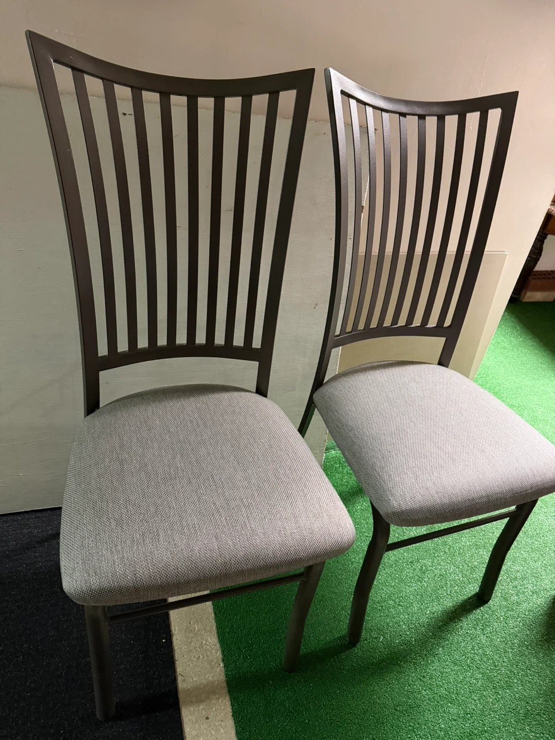 Set of 2 Gray Upholstered Dining Chairs