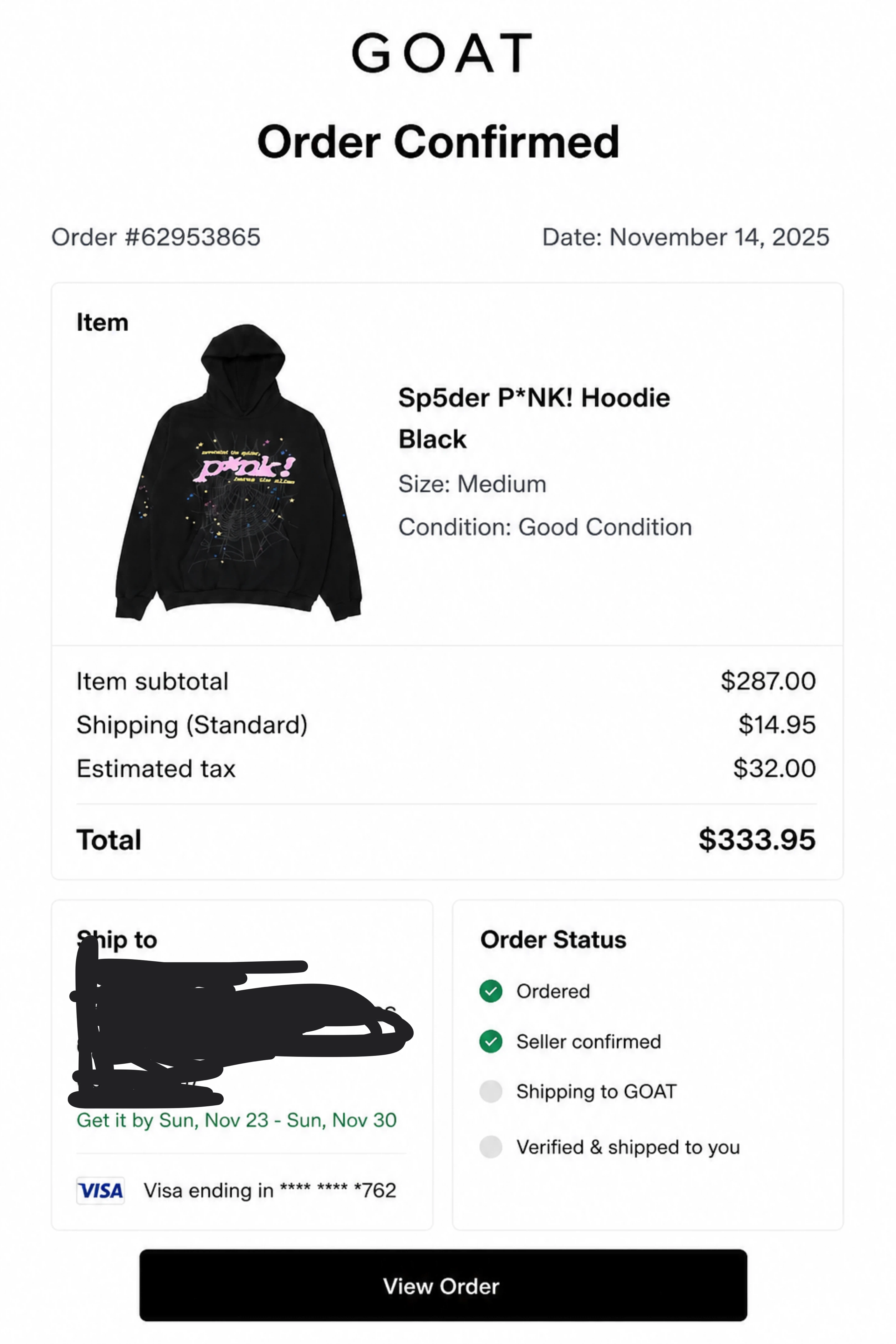 Sp5der P*NK! Hoodie Black AUTHENTIC WITH RECEIPT - photo 4