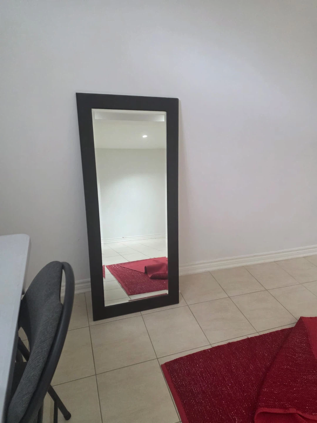 Tall dark framed floor mirror