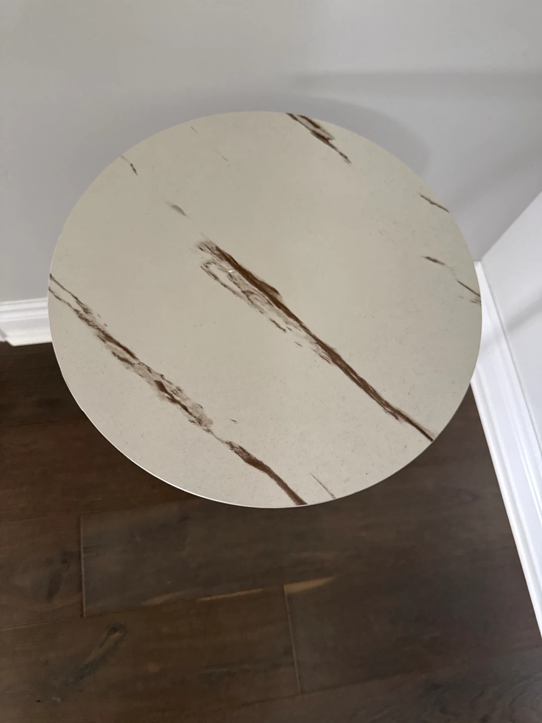Round Marble Top Side Table with Black Metal Base - photo 2