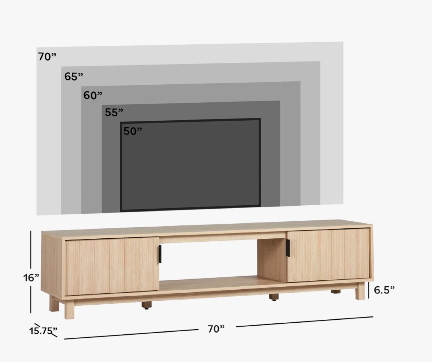 Light Wood Media Console with Sliding Doors - 70" - photo 3