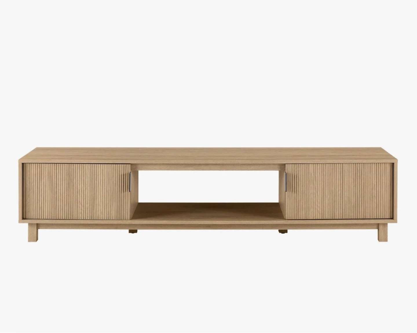Light Wood Media Console with Sliding Doors - 70" - photo 2