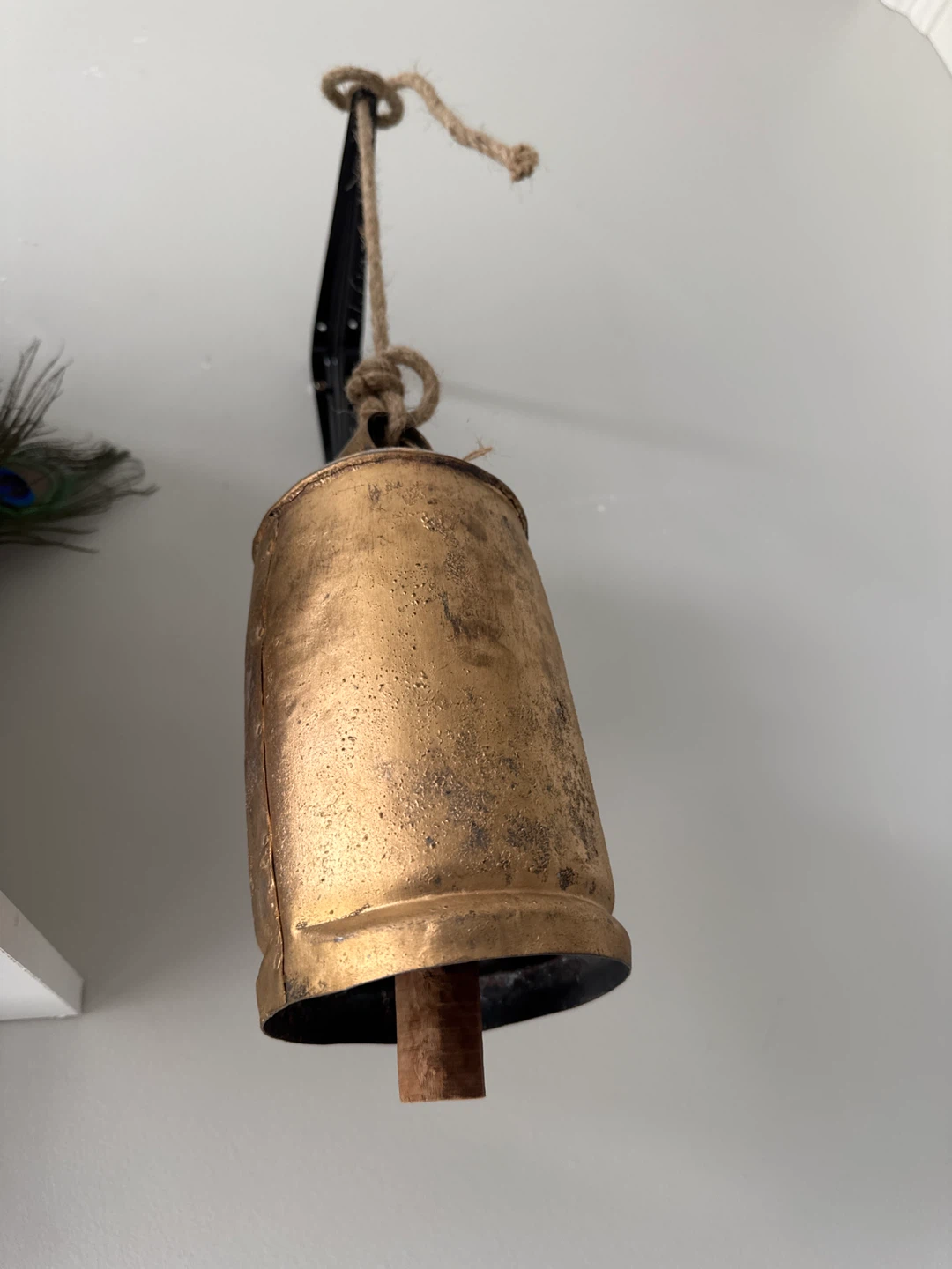 Rustic Gold Bell with Rope Hanger - photo 2