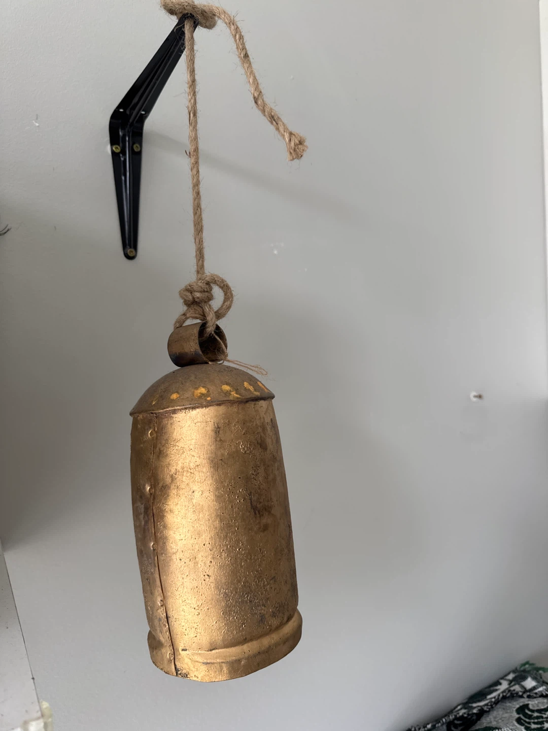 Rustic Gold Bell with Rope Hanger