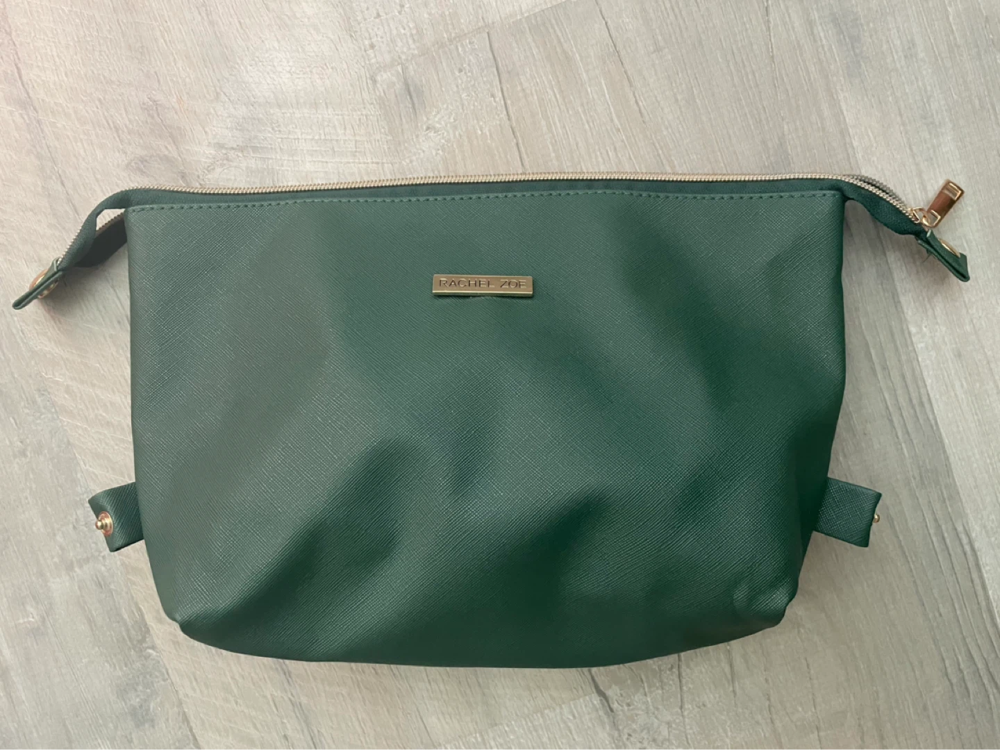 Green Zip Cosmetic Bag / Travel Pouch